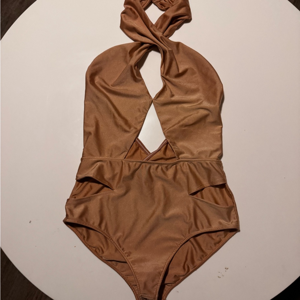 Windsor Brown Halter One-Piece Swimsuit